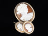 Bacchus Cameo Brooch and Earrings Set in 14K Yellow Gold