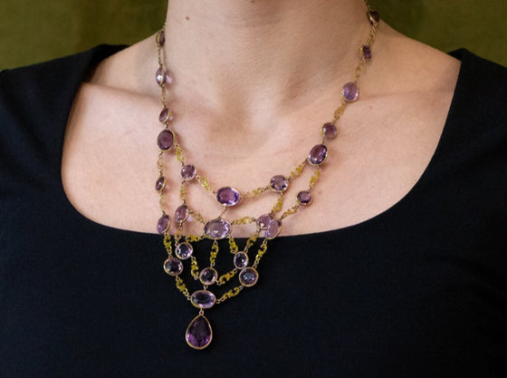 Amethyst Cascade Necklace in 14K Yellow Gold