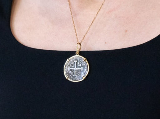 Replica Atocha Pieces of 8 Pendant in 14K Yellow Gold