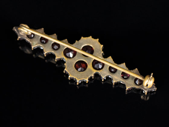 Bohemian Garnet Plate Brooch in Gold Over Silver