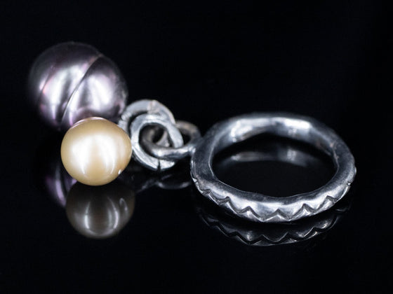 Freshwater Pearl Bobble Ring in Oxidized Sterling Silver