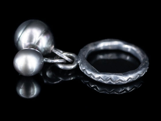 Freshwater Pearl Bobble Ring in Oxidized Sterling Silver