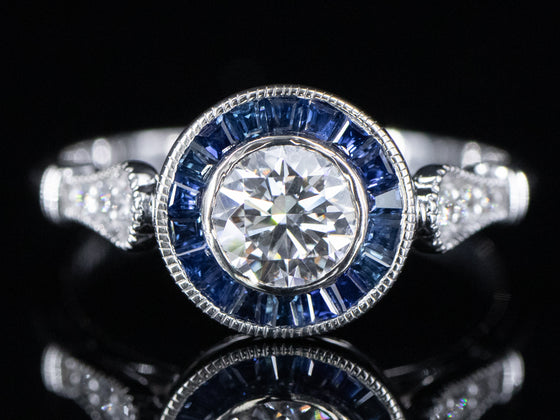 The Fairway Sapphire and Lab Grown Diamond Ring in 14K White Gold
