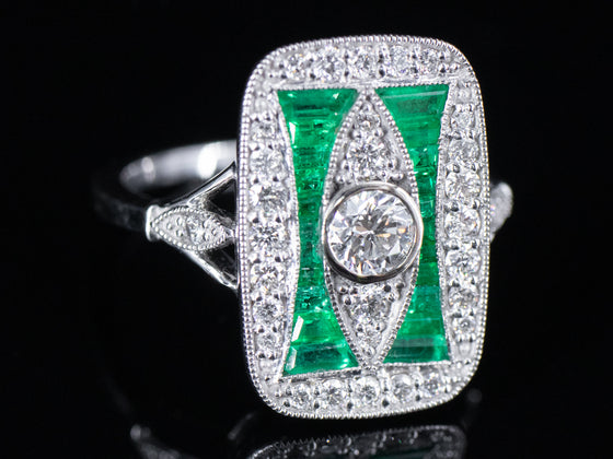 The McIntyre Emerald and Diamond Ring in 14K White Gold