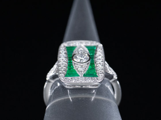 The McIntyre Emerald and Diamond Ring in 14K White Gold