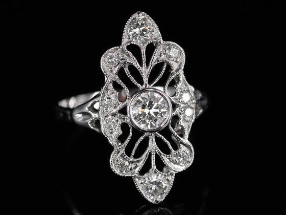 The Cordelia Diamond Navette Ring in 14K White Gold