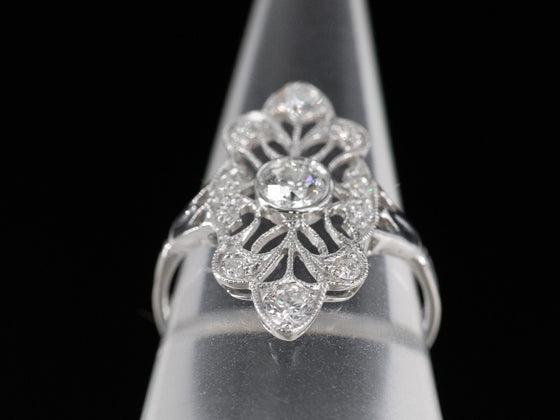The Cordelia Diamond Navette Ring in 14K White Gold