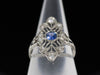 The Cordelia Sapphire and Diamond Navette Ring in 14K White Gold