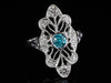 The Cordelia Blue Zircon and Diamond Navette Ring in 14K White Gold