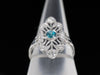 The Cordelia Blue Zircon and Diamond Navette Ring in 14K White Gold
