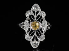  The Cordelia Yellow Sapphire and Diamond Navette Ring in 14K White Gold