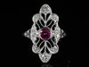 The Cordelia Ruby and Diamond Navette Ring in 14K White Gold