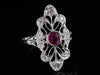 The Cordelia Ruby and Diamond Navette Ring in 14K White Gold