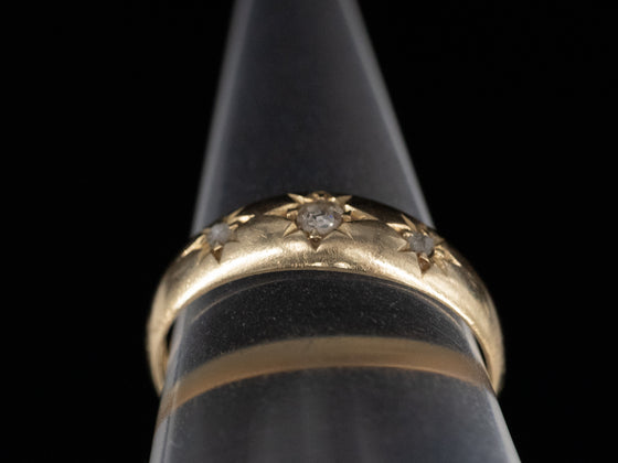 18K Yellow Gold Three Stone Diamond Ring