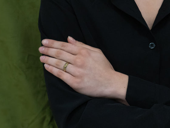 18K Yellow Gold Three Stone Diamond Ring