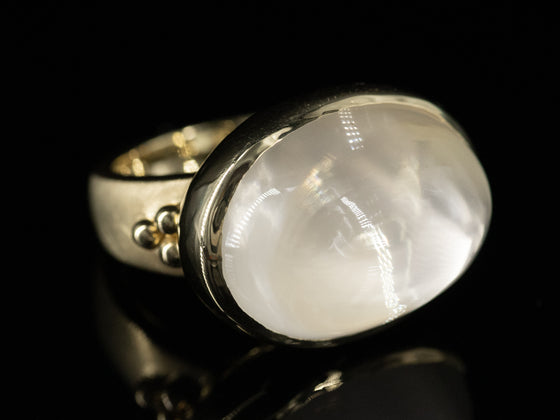 Moonstone Drop Ring in 18K Yellow Gold