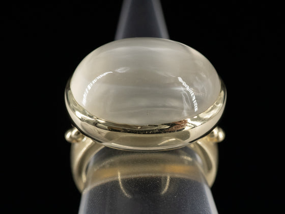Moonstone Drop Ring in 18K Yellow Gold