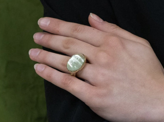 Moonstone Drop Ring in 18K Yellow Gold