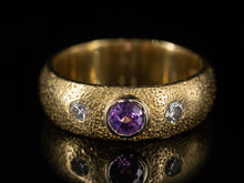  Three Stone Pink Sapphire and Diamond Ring in 18K Yellow Gold