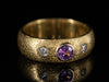 Three Stone Pink Sapphire and Diamond Ring in 18K Yellow Gold