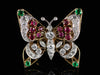Whimsical Ruby, Emerald, and Diamond Butterfly Ring in 14K Yellow and White Gold