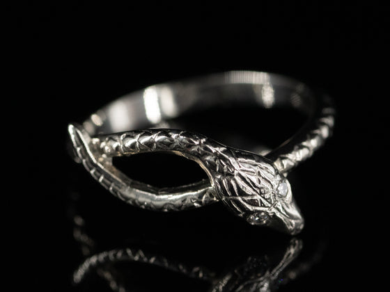 The Serpentine Diamond Snake Band in 14K White Gold