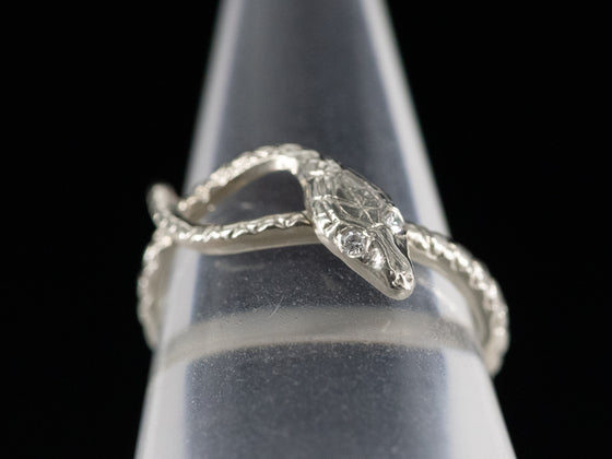 The Serpentine Diamond Snake Band in 14K White Gold