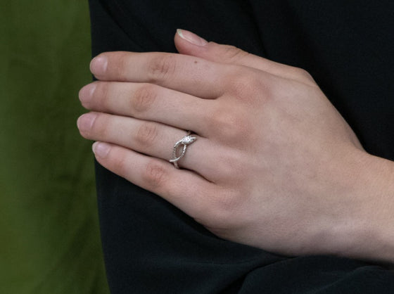 The Serpentine Diamond Snake Band in 14K White Gold