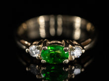  The Elaina Green Garnet and Diamond Ring in 14K Yellow Gold