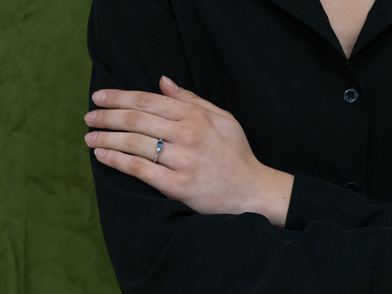 The Elaina Aquamarine and Diamond Ring in 14K White Gold