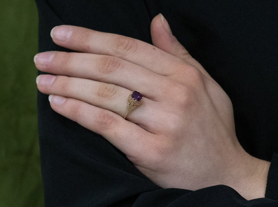 The Islington Purple Sapphire Ring in 14K Yellow Gold