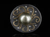 11.5 mm. Saltwater Pearl and Diamond Ring in Sterling Silver and 18K Yellow Gold