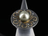 11.5 mm. Saltwater Pearl and Diamond Ring in Sterling Silver and 18K Yellow Gold