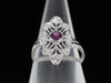 The Cordelia Garnet and Diamond Navette Ring in 14K White Gold