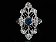  The Cordelia Sapphire and Diamond Navette Ring in 14K White Gold