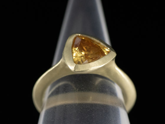 Trillion Cut Yellow Sapphire Ring in 18K Yellow Gold