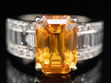  14K White Gold Yellow Sapphire and Diamond Ring