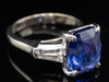 Three Stone Sapphire and Baguette Diamond Ring in 14K White Gold