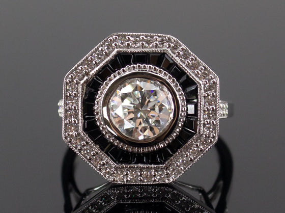 The Revere Onyx and Diamond Ring in 14K White Gold
