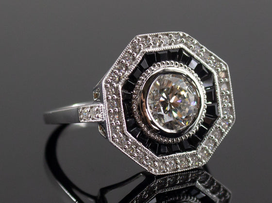 The Revere Onyx and Diamond Ring in 14K White Gold