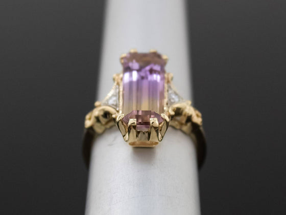 The Adelia Ametrine and Diamond Ring in 14K Yellow and White Gold
