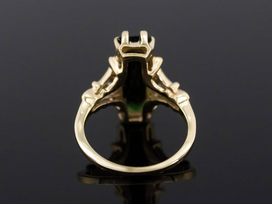 The Adelia Forest Green Tourmaline and Diamond Ring in 14K Yellow and White Gold