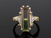  The Adelia Watermelon Tourmaline and Diamond Ring in 14K Yellow and White Gold