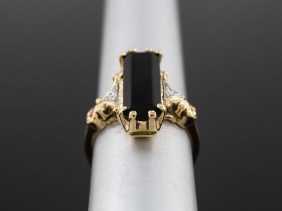 The Adelia Olive Green Tourmaline and Diamond Ring in 14K Yellow and White Gold