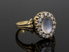 The Helena Moonstone and Diamond Halo Ring in 18K Yellow Gold