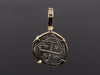 Authentic 18th Century Spanish Colonial Cob Coin Pendant in 14K Yellow Gold