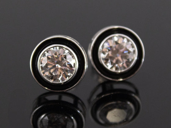 The "Art Deco" Eras Lab Diamond Stud Earrings in 14K White Gold