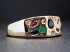 Multi-Stone Mixed Cut Flushed Setting Band in 14K Yellow Gold