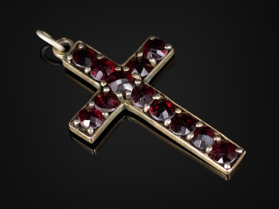 Simple Bohemian Garnet Cross Pendant