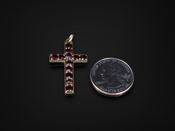 Simple Bohemian Garnet Cross Pendant